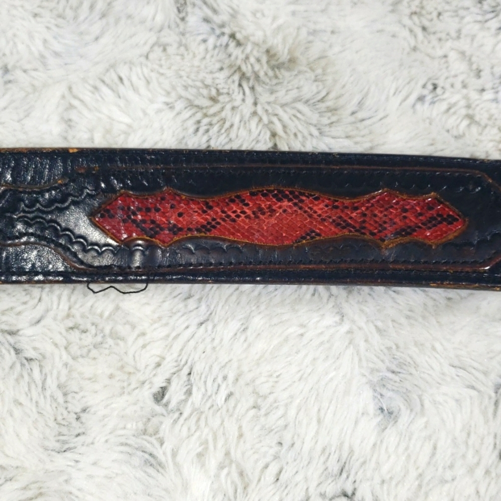 Antique Stephen Handmade Leather, Western Cowboy Black & Brown Men Belt B 508 40 - Picture 6 of 13